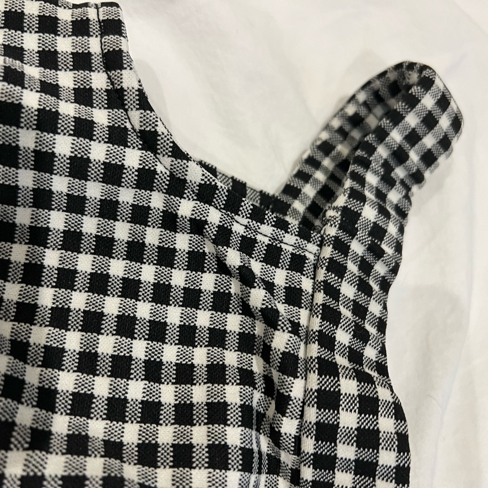 NWT Anthropologie Black & White Gingham Off-Shoulder Romper - Picture 9 of 12